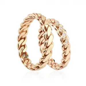 Gold Thin Twisted Stony Engagement Ring For Women