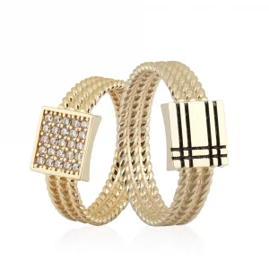 Özel Tasarım Burgu Plakalı Taşlı Kadın Alyans