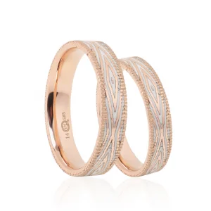 Rose Altın Dörtgen Desenli Kadın Alyans