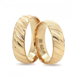 Yellow Gold Unique Patterned Wedding Ring For Men