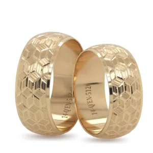 Sarı Altın Desenli Kadın Alyans