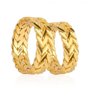 Yellow Gold Triple Braided Engagement Ring For Women