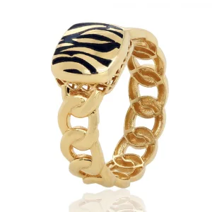Gold Chain Design Two Tone Enamel Wedding Band For Women