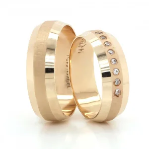 Two Tone White Gold Shiny Patterned Engagement Ring For Women