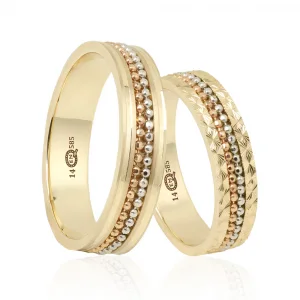 Three Tone Chain Band Wedding Ring For Men