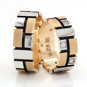Three Tone Rectangular Design Wedding Ring For Men