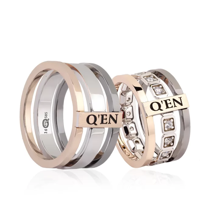 Three Tone QEN Custom Design Wedding Ring For Men