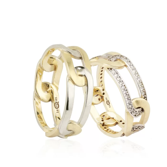 Two Tone Chain Design Custom Design Wedding Ring For Men