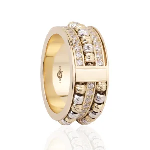 Two Tone Dorica Balls Striped Eternity Engagement Ring For Women
