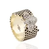 Honeycomb Patterned Bee Shape Detailed Engagement Ring For Women