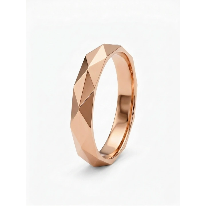 Prizma Kesim Geometrik Rose Altın Alyans