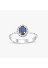0.20 Karat Oval Tasarım Pırlanta Safir Yüzük