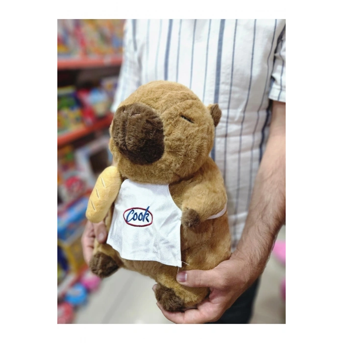 35 Cm Kapibara Peluş Kahverengi Önlüklü Aşçı Capybara Sevimli Uyku Arkadaşı