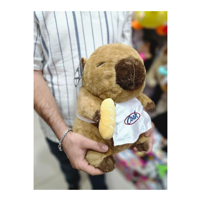35 Cm Kapibara Peluş Kahverengi Önlüklü Aşçı Capybara Sevimli Uyku Arkadaşı