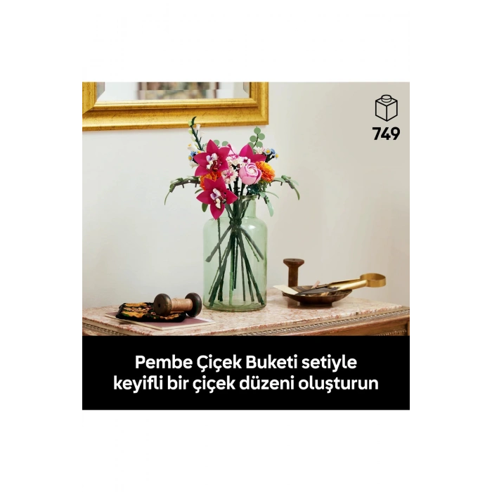 ® Botanicals Pembe Çiçek Buketi 10342 - Yetişkinler için Dekoratif Çiçek Yapım Seti (749 P)