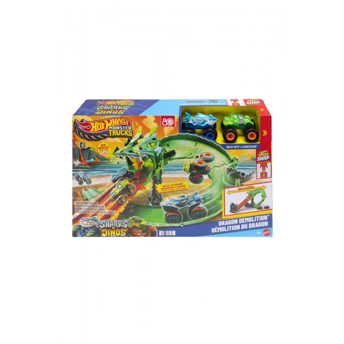 Monster Trucks Köpek Balığı ve Dinozor Korkunç Ejderhaya Karşı oyun seti JFR06
