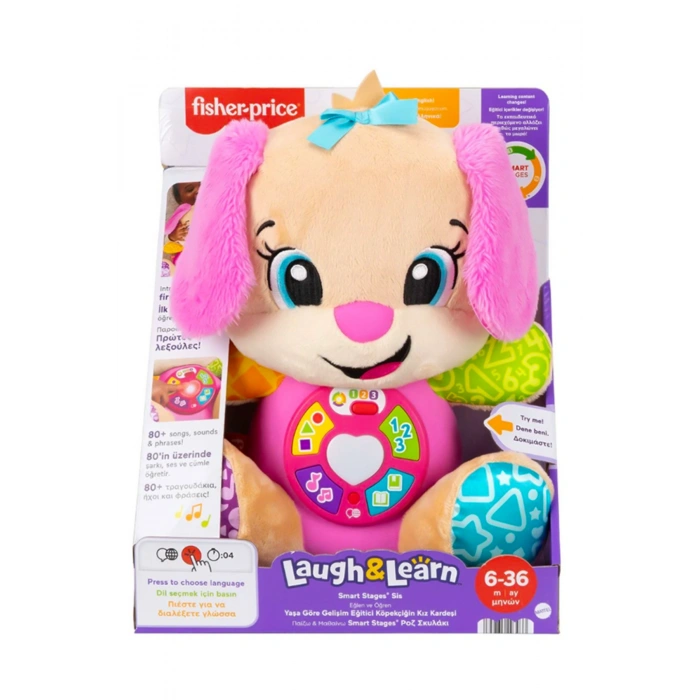 Fisher-Price Eğlen ve Öğren Yaşa Göre Gelişim Köpekçiğin Kız Kardeşi, müzikli, bebek oyuncağı JFD34
