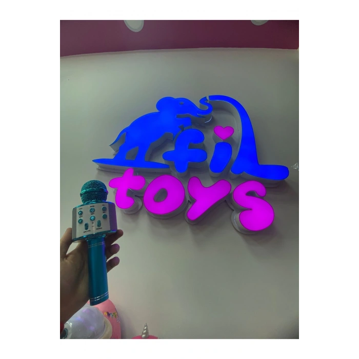 Ses değiştirmeli karaoke mikrofon şarj edilebilir mavi