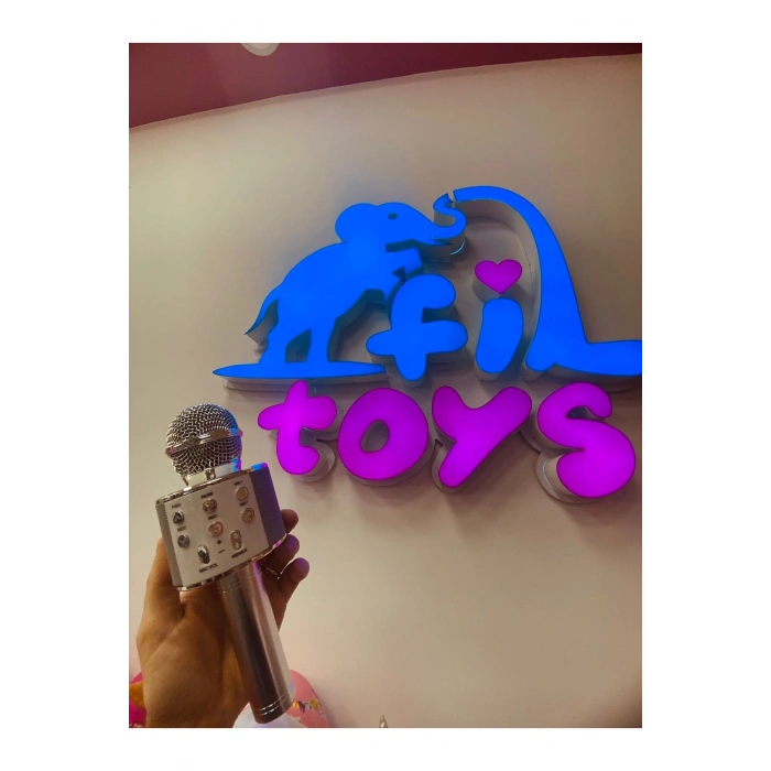 Ses Değiştirmeli Karaoke Mikrofon şarj edilebilir Silver