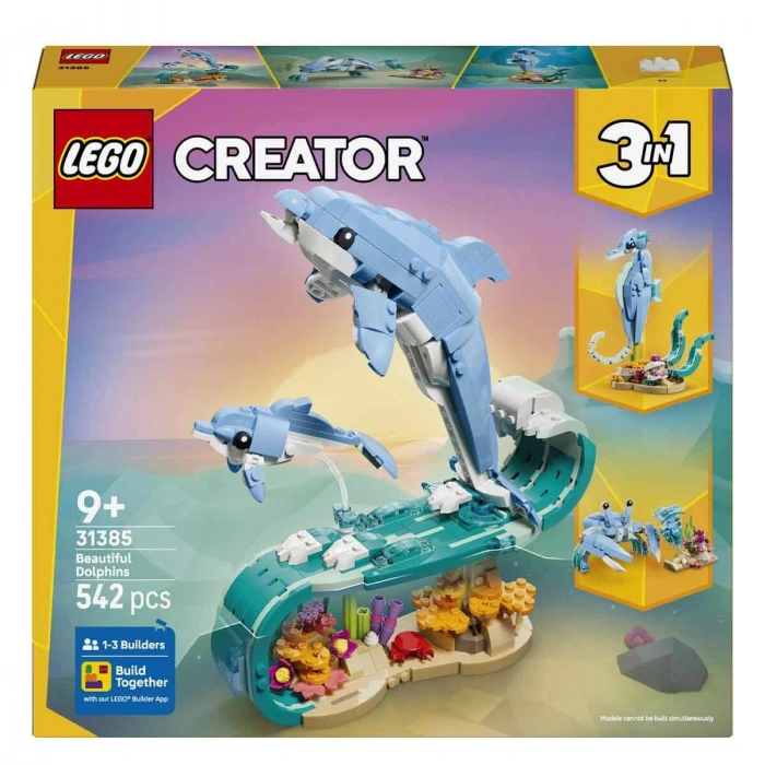 LEGO® Creator 3ü 1 Arada Deniz Hayvanları: Güzel Yunuslar 31385 – 9 yaş ve üzeri çocuklar için Yaratıcı Oyuncak Yapım Seti (542P)