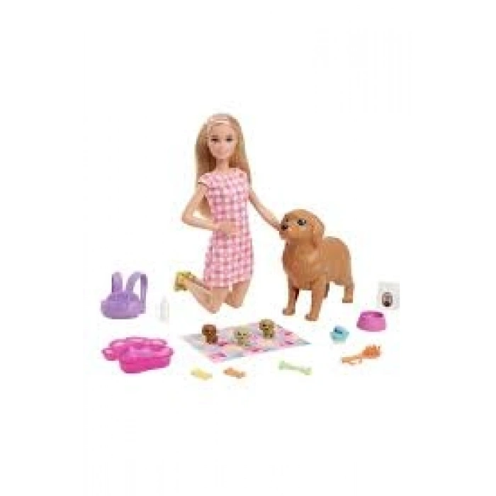 Hck75 Barbie Ve Yeni Doğan Köpekler Oyun Seti, Barbie Ve Hayvanları