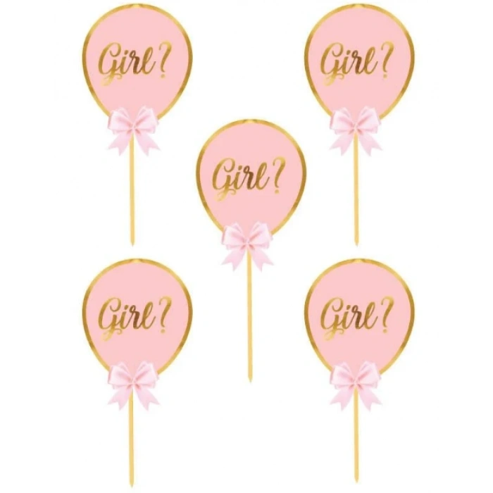 Cinsiyet Belirleme Konuşma Balonu Girl Pembe 5li