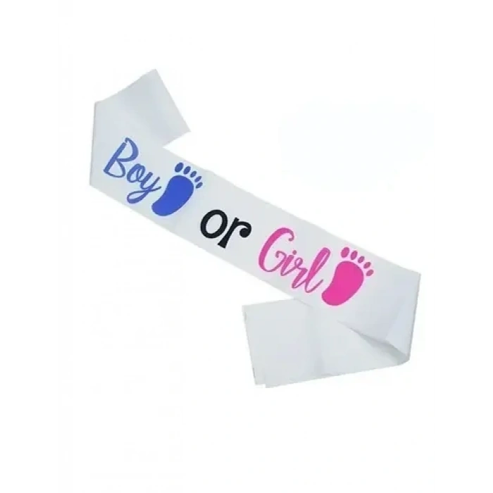 Kuşak Saten Cinsiyet Boy - Girl Baskılı