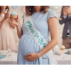 Kuşak Dantelli Mom To Be Beyaz - Mavi