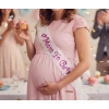 Kuşak Dantelli Mom To Be Pembe - Beyaz
