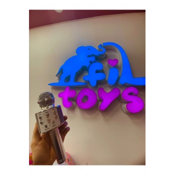 Ses Değiştirmeli Karaoke Mikrofon şarj edilebilir Silver