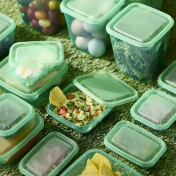 PRUTA plastik saklama kabı seti, yeşil, 17 parça