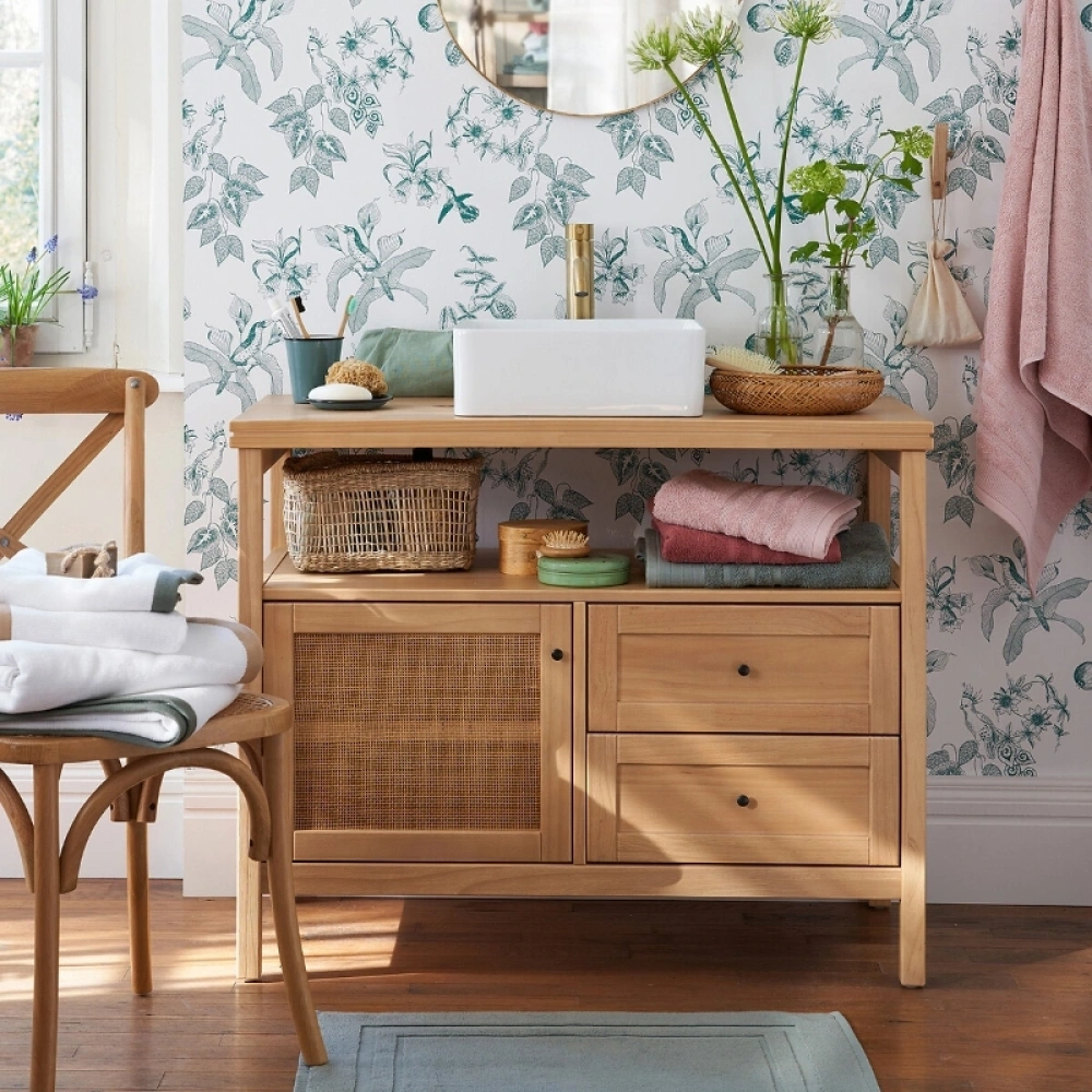 Altea Rattan Detaylı Mini Masif Ahşap Büfe