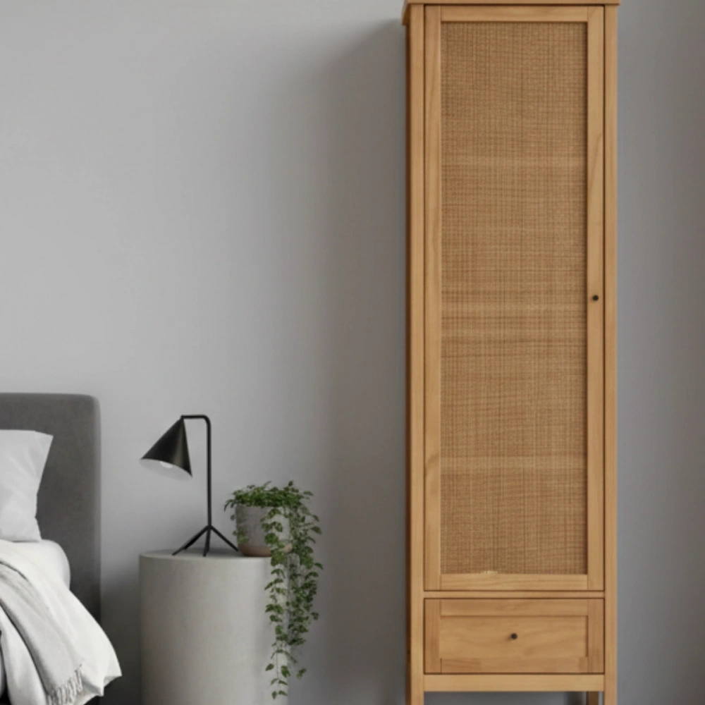 Altea Rattan Detaylı Masif Elbise Dolabı