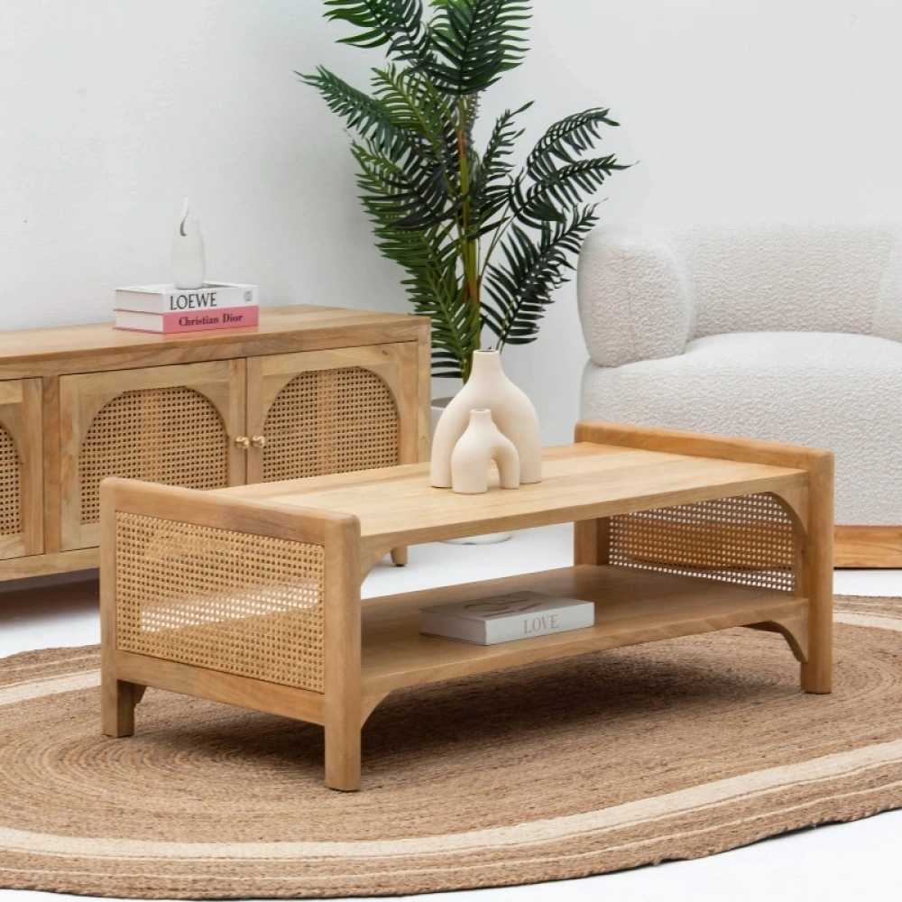 Evora Masif Ahşap Hazeran Detaylı Orta Sehpa