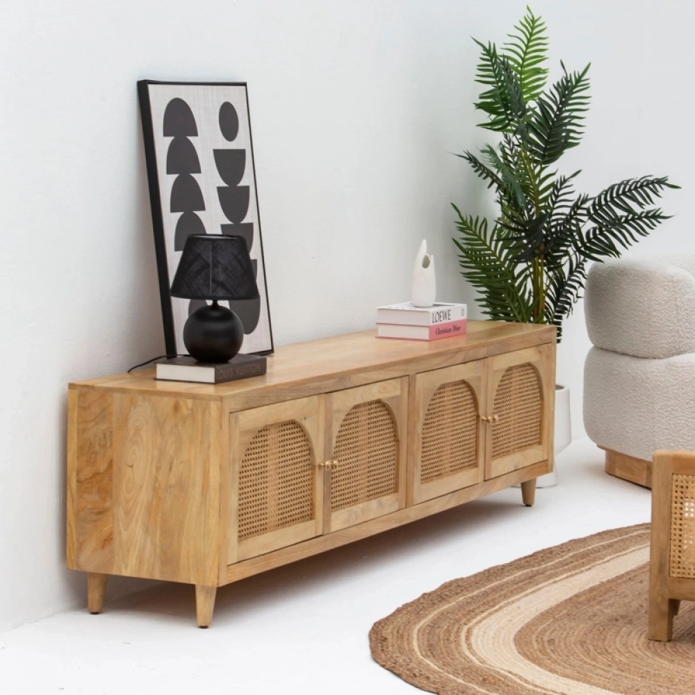 Evora Masif Ahşap Hazeranlı Tv Ünitesi