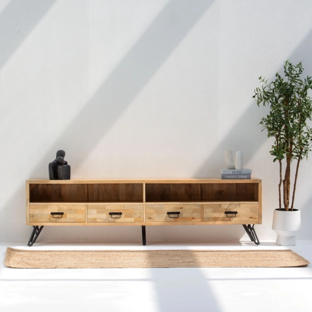 Evora Basic Masif Ahşap Çekmeceli Tv Ünitesi