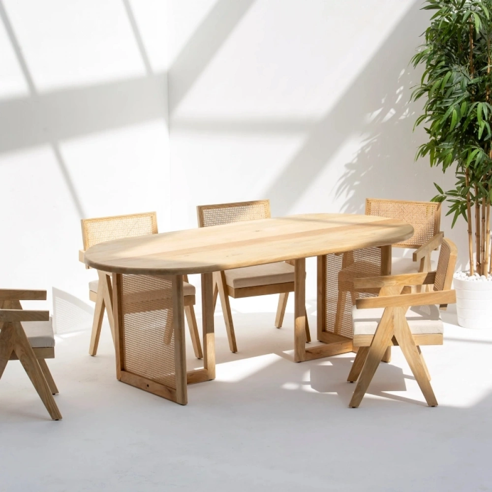 Evora Masif Ahşap Hazeran Detaylı Yemek Masası