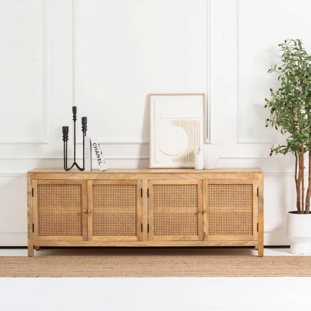 Evora Hazeran Kapak Detaylı Masif Ahşap Tv Ünitesi, Konsol