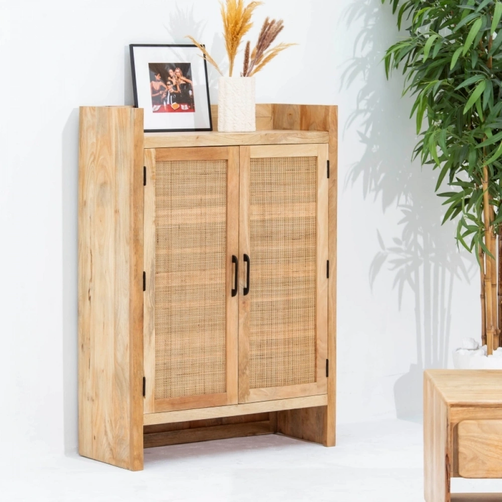 Evora Rattan Detaylı Masif Büfe