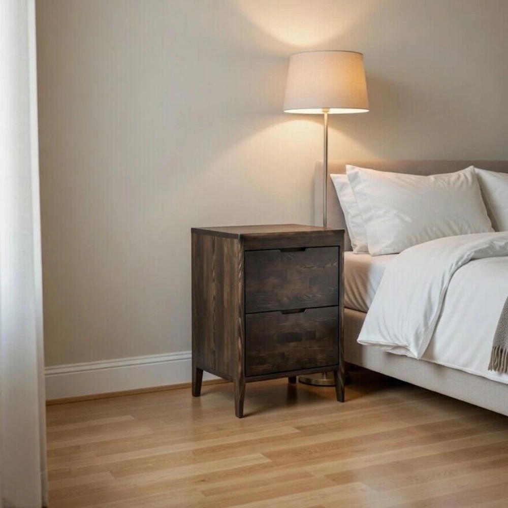 Noir Walnut Masif Ahşap Komodin