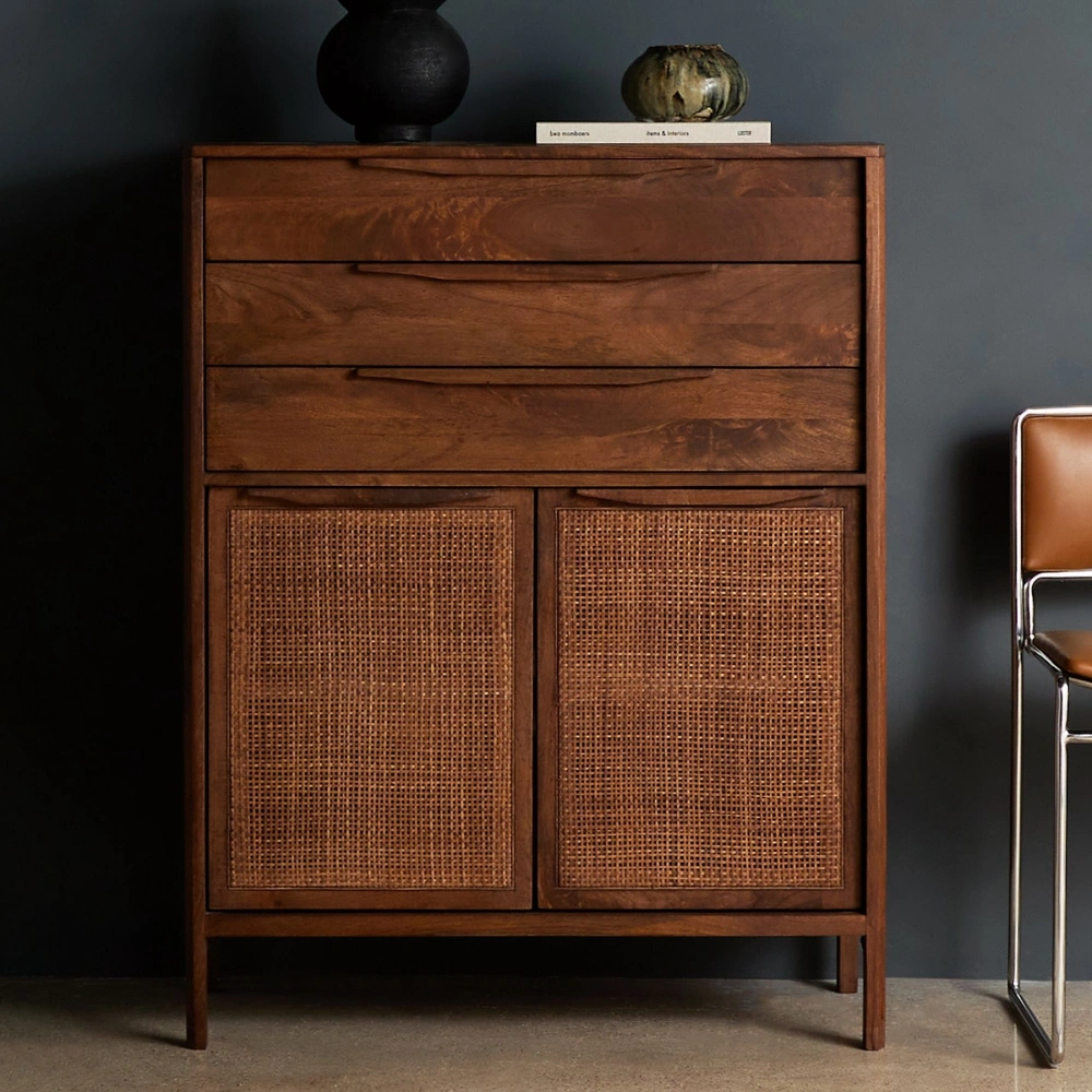 Rattoria Masif Ahşap Walnut Çok Amaçlı Büfe Dolap