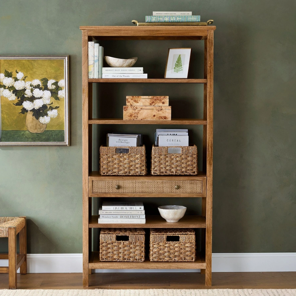 Rattoria Masif Ahşap çekmece detaylı kitaplık