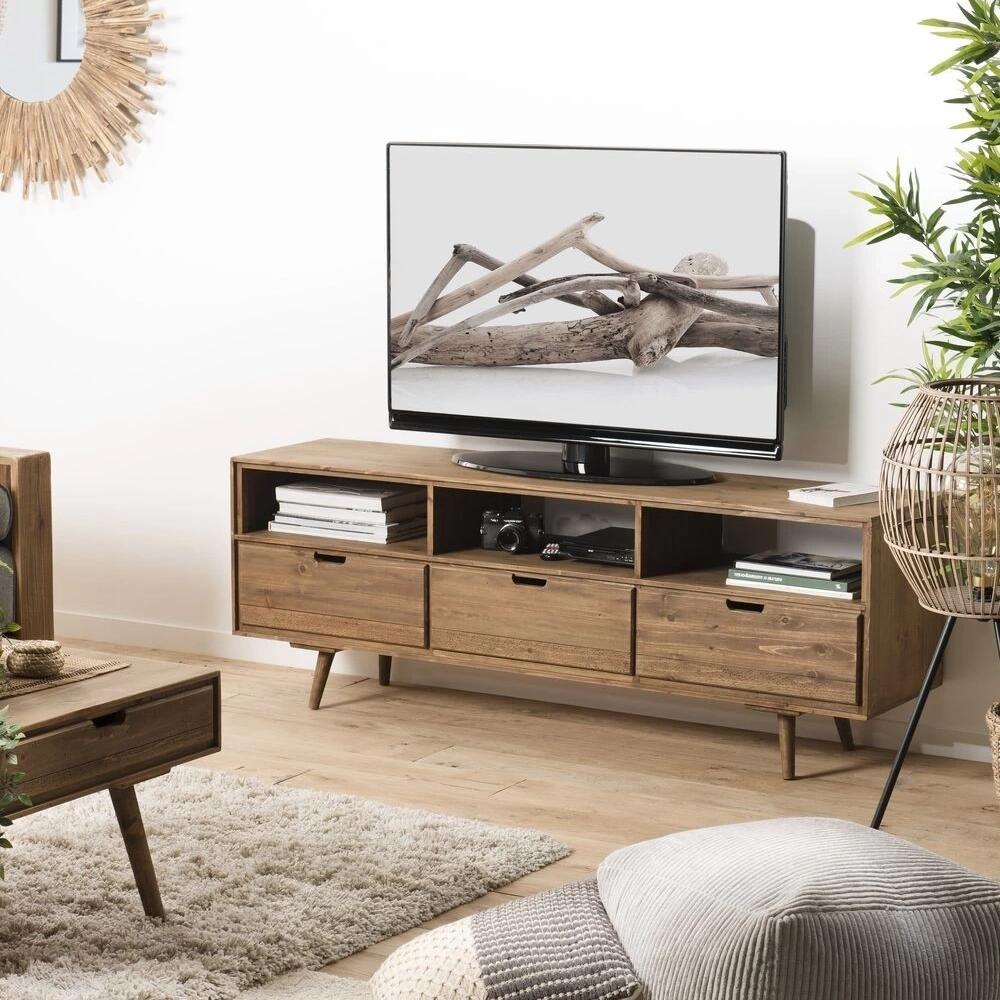 Ahşap Koyu Ceviz Model Vestern Stil Masif Tv Ünite