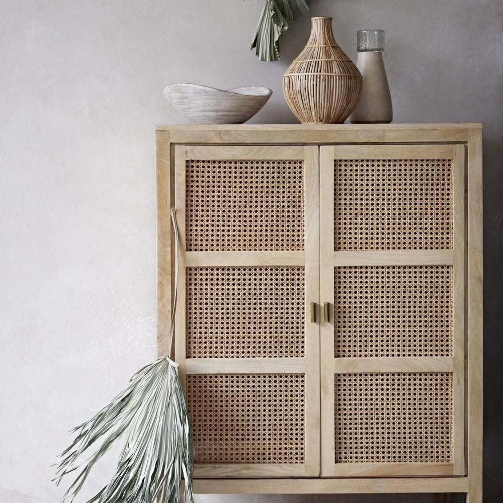 Ahşap natural çok amaçlı hazeranlı erzak dolabı