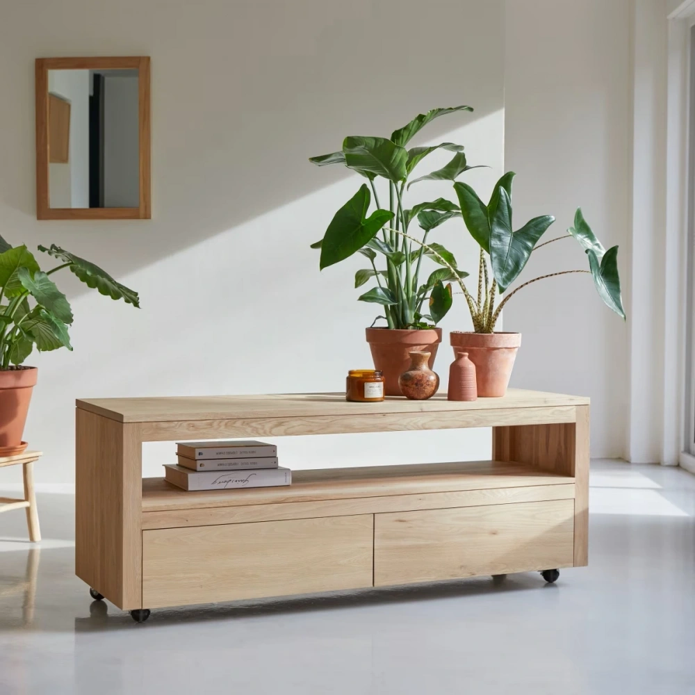 Anoa Masif Ahşap çift çekmece Tv ünite