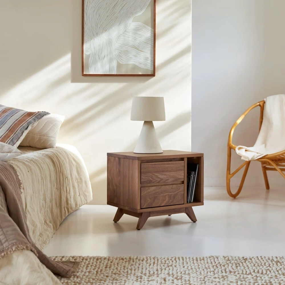 Dark Walnut Masif Ahşap Komodin