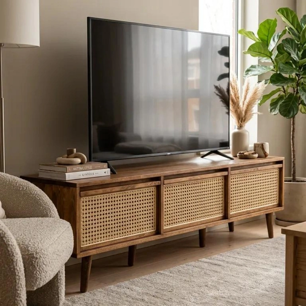 Hazeran Detaylı Walnut Stil Masif Tv Ünite