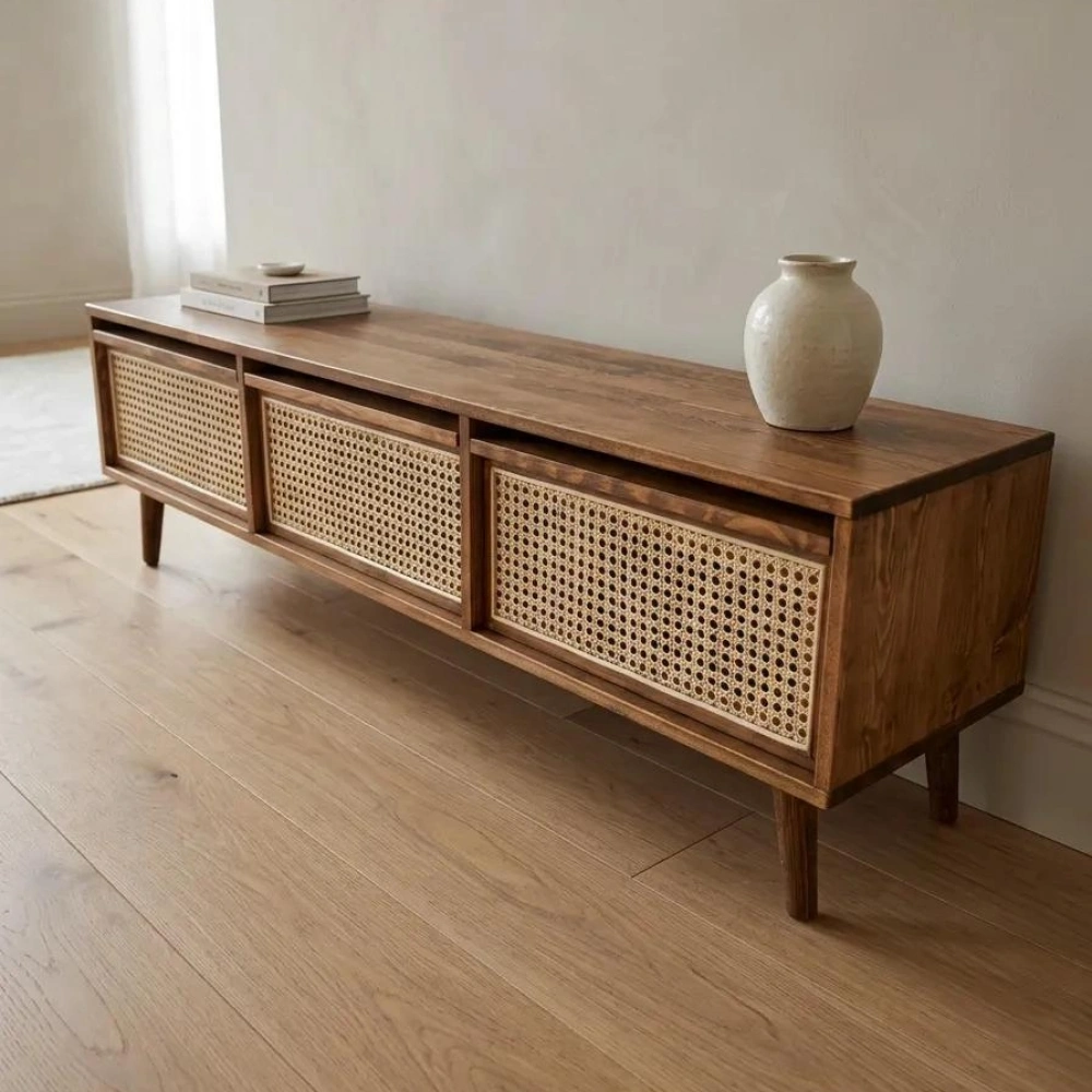 Hazeran Detaylı Walnut Stil Masif Tv Ünite