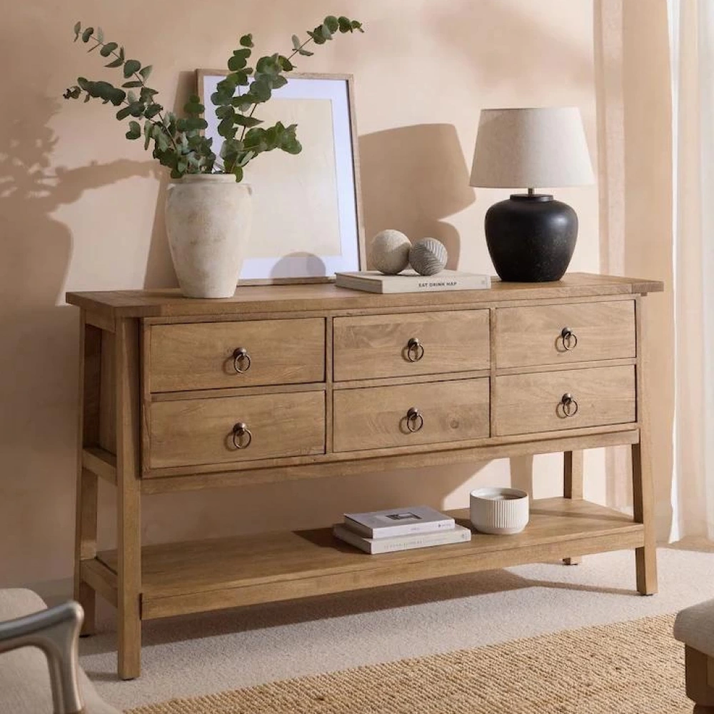 Hector Masif Ahşap 6 Çekmeceli Büfe, Konsol