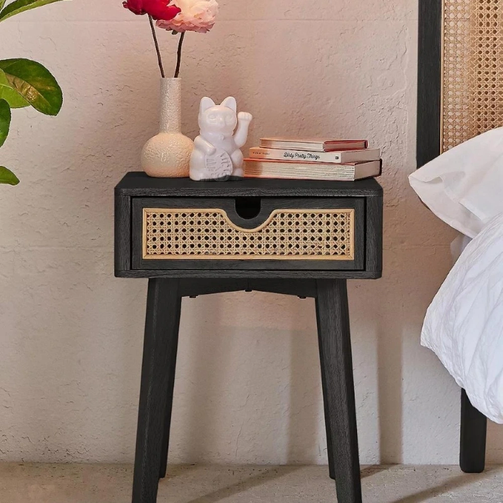 Masif Ahşap Hazeran Detaylı Darkness Komodin